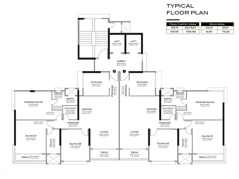 Shapoorji The Odyssey — 3 BHK floor plan, 1533 carpet area