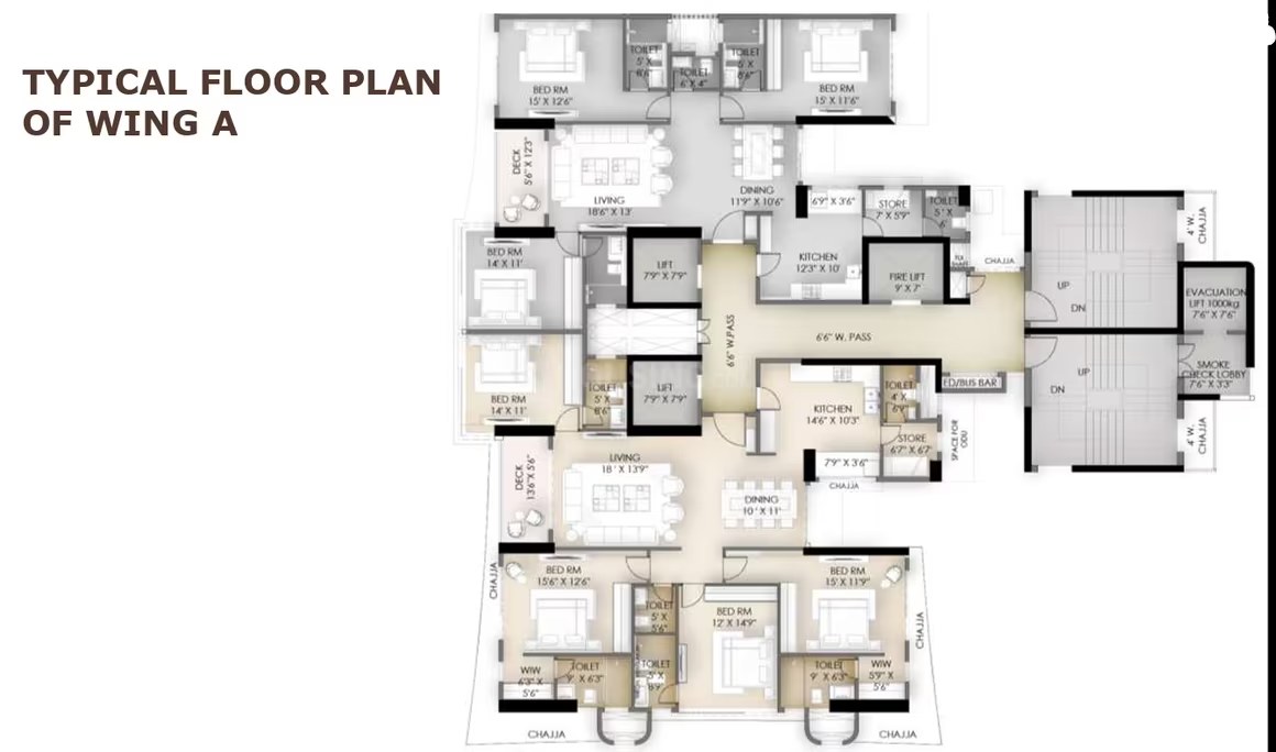 Wadhwa Artek Park — 4 BHK floor plan, 1890 carpet area