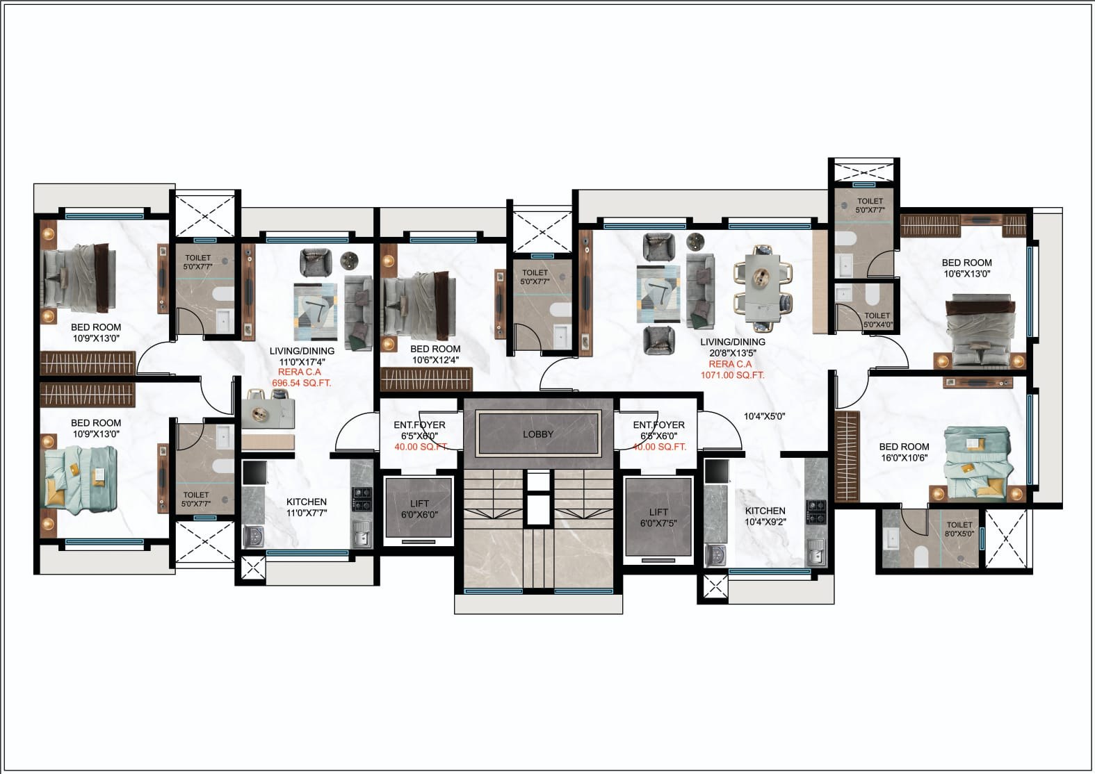 Sosar Jade — 2 BHK floor plan, 717 carpet area