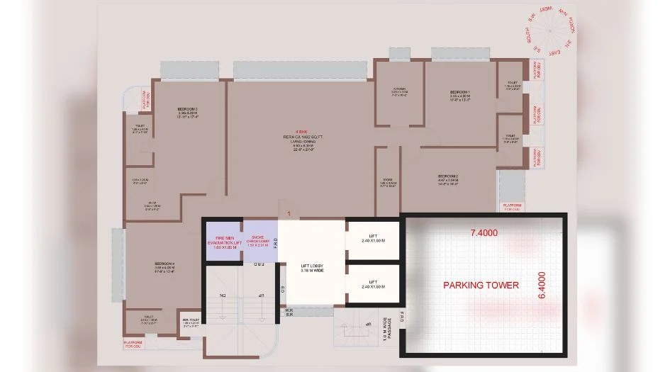 Kripa Aqua — 4 BHK floor plan, 1575 carpet area