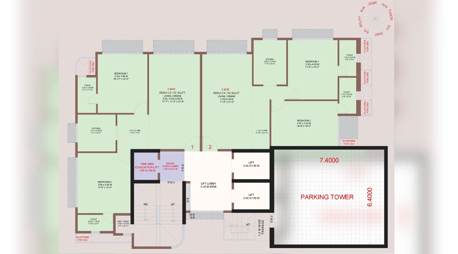 Kripa Aqua — 2 BHK floor plan, 750 carpet area