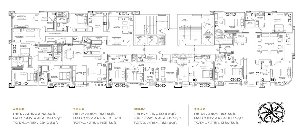 Raveshia Astoria — 3 BHK floor plan, 1193 carpet area