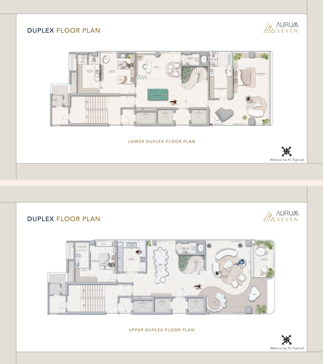 Aurum Seven — Duplex  floor plan, 4000 carpet area