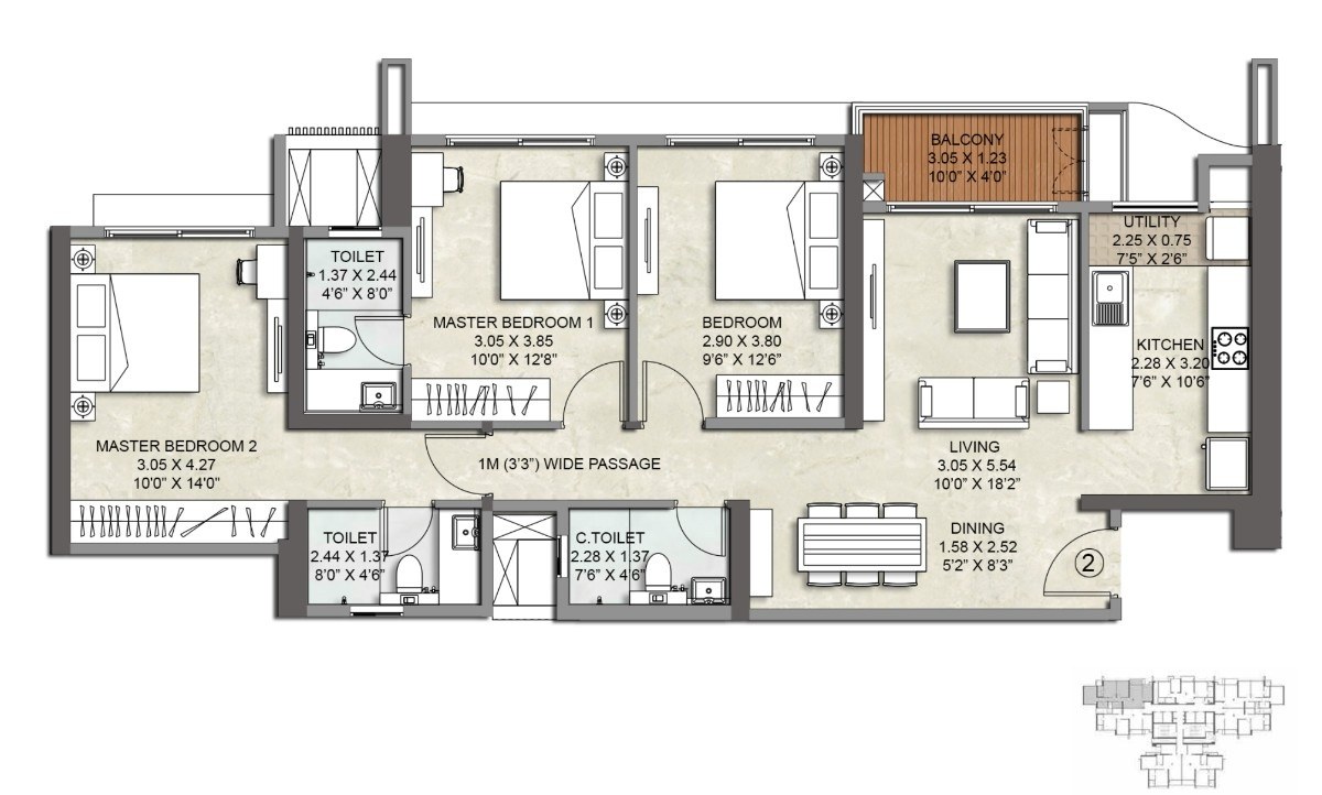  Kalpataru Srishti Namaah — 2 BHK  floor plan, 682 carpet area