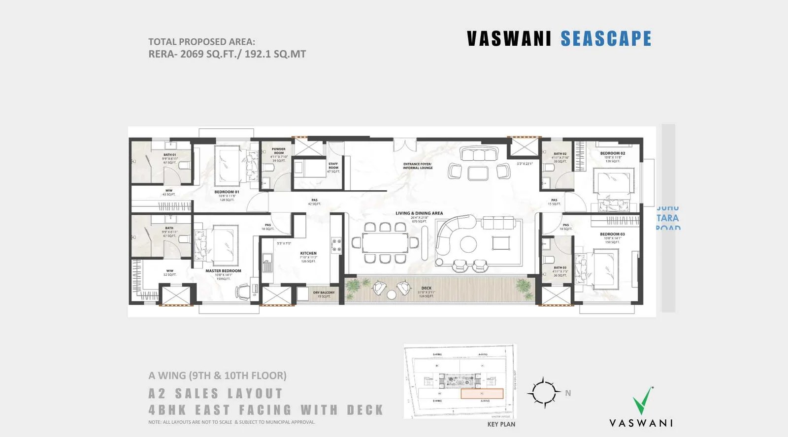 Vaswani Seascape — 4 BHK floor plan, 2069 carpet area